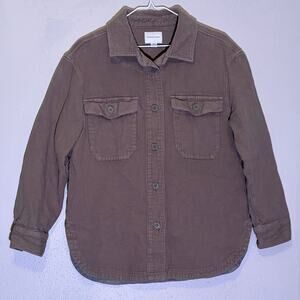 American Eagle deep green heavy cotton shaket button-up, junior's small